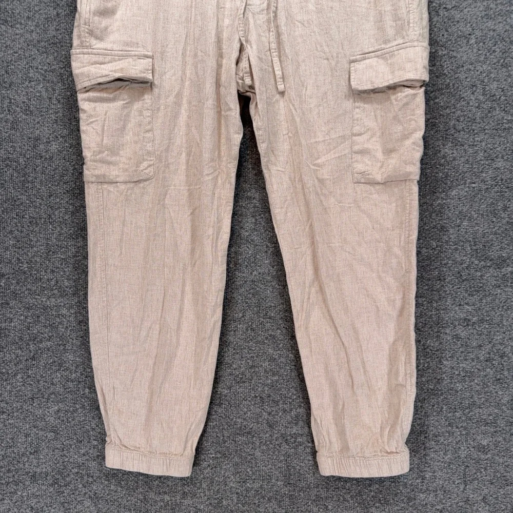 Abercrombie & Fitch Cargo Joggers Mens XXL Tan Linen Blend Stretch Casual Pants